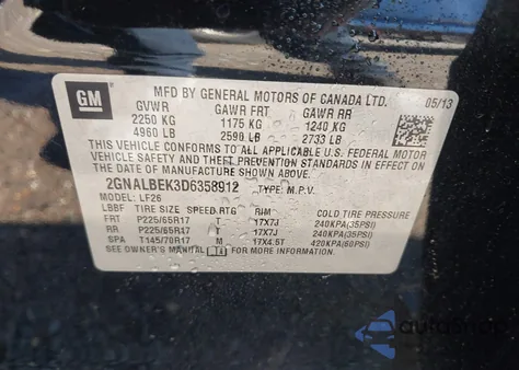 2013 Chevrolet Equinox Ls z USA, uszkodzony, nr VIN 2GNALBEK3D6358912